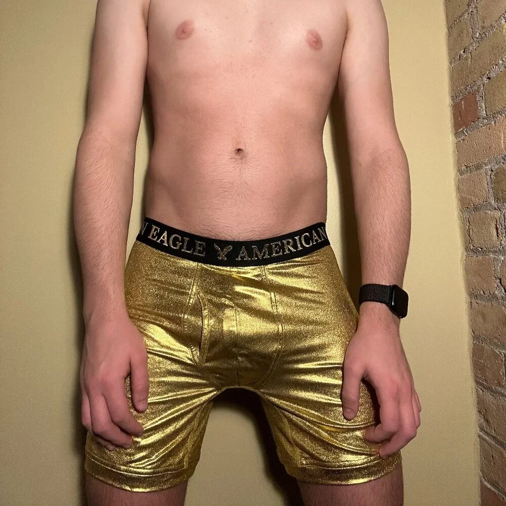 American Eagle Men's Metallic Gold 6" Boxer Brief (Medium) - Picture 1 of 8
